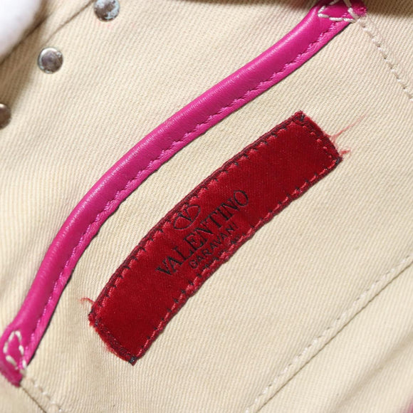 VALENTINO Studs Hand Bag Leather 2way Purple Gold Auth BA8698