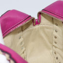 VALENTINO Studs Hand Bag Leather 2way Purple Gold Auth BA8698-21