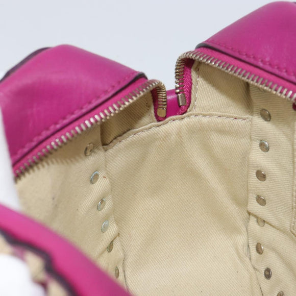 VALENTINO Studs Hand Bag Leather 2way Purple Gold Auth BA8698