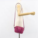 VALENTINO Studs Hand Bag Leather 2way Purple Gold Auth BA8698-23