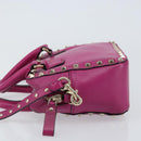VALENTINO Studs Hand Bag Leather 2way Purple Gold Auth BA8698-4