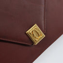 CARTIER Must Line Shoulder Bag Leather Bordeaux Gold Auth BA8699-17