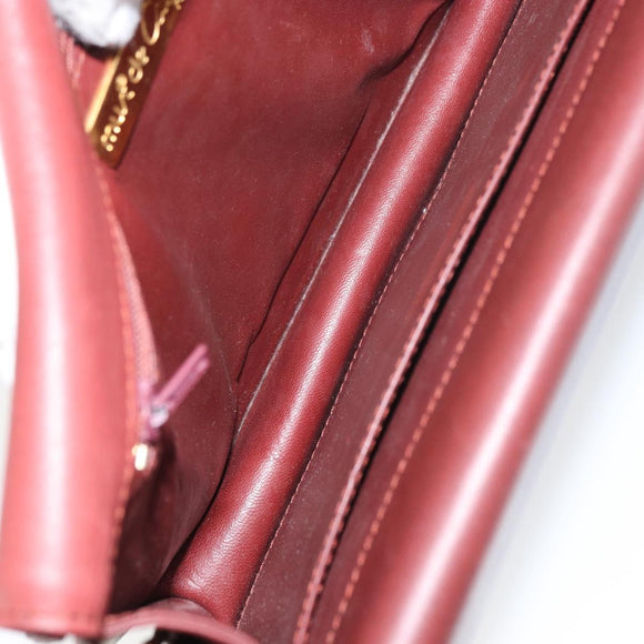 CARTIER Must Line Shoulder Bag Leather Bordeaux Gold Auth BA8699