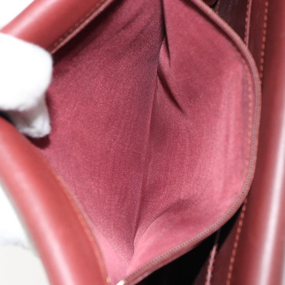 CARTIER Must Line Shoulder Bag Leather Bordeaux Gold Auth BA8699