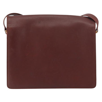 CARTIER Must Line Shoulder Bag Leather Bordeaux Gold Auth BA8699 - 0