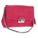 Christian Dior Canage Chain Shoulder Bag Pink Silver Auth BA8702V-1