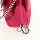 Christian Dior Canage Chain Shoulder Bag Pink Silver Auth BA8702V-14