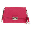 Christian Dior Canage Chain Shoulder Bag Pink Silver Auth BA8702V-2