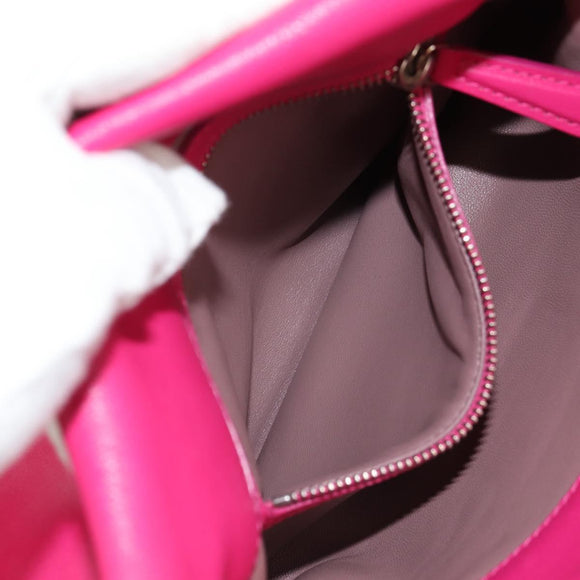 Christian Dior Canage Chain Shoulder Bag Pink Silver Auth BA8702V