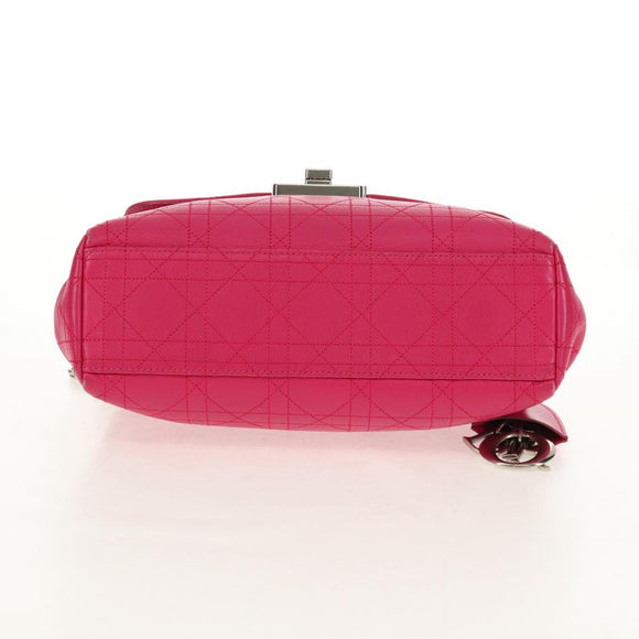 Christian Dior Canage Chain Shoulder Bag Pink Silver Auth BA8702V