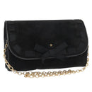 CHANEL Chain Shoulder Bag Suede Black Gold CC Auth BA8703-1