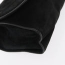 CHANEL Chain Shoulder Bag Suede Black Gold CC Auth BA8703-14