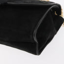 CHANEL Chain Shoulder Bag Suede Black Gold CC Auth BA8703-15