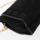 CHANEL Chain Shoulder Bag Suede Black Gold CC Auth BA8703-16