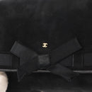 CHANEL Chain Shoulder Bag Suede Black Gold CC Auth BA8703-17