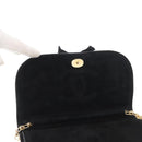 CHANEL Chain Shoulder Bag Suede Black Gold CC Auth BA8703-18