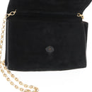 CHANEL Chain Shoulder Bag Suede Black Gold CC Auth BA8703-19