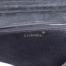 CHANEL Chain Shoulder Bag Suede Black Gold CC Auth BA8703-20
