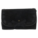 CHANEL Chain Shoulder Bag Suede Black Gold CC Auth BA8703-13