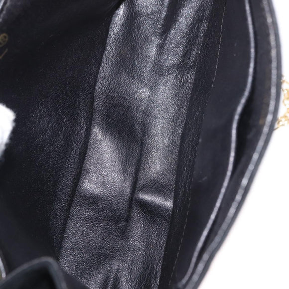 CHANEL Chain Shoulder Bag Suede Black Gold CC Auth BA8703