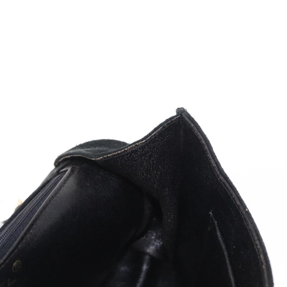 CHANEL Chain Shoulder Bag Suede Black Gold CC Auth BA8703