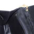 CHANEL Chain Shoulder Bag Suede Black Gold CC Auth BA8703-23