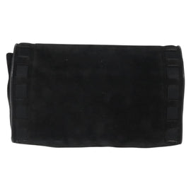 CHANEL Chain Shoulder Bag Suede Black Gold CC Auth BA8703 - 0