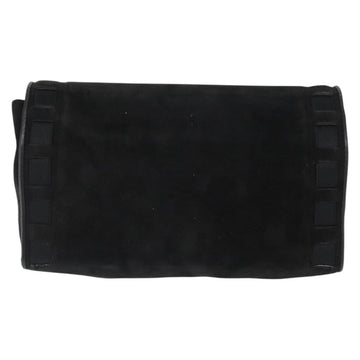 CHANEL Chain Shoulder Bag Suede Black Gold CC Auth BA8703 - 0