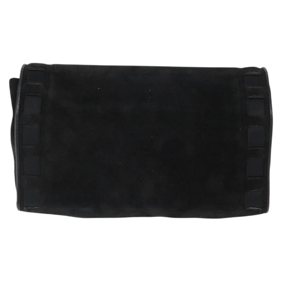 CHANEL Chain Shoulder Bag Suede Black Gold CC Auth BA8703