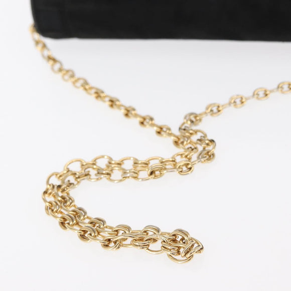 CHANEL Chain Shoulder Bag Suede Black Gold CC Auth BA8703