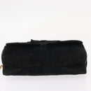 CHANEL Chain Shoulder Bag Suede Black Gold CC Auth BA8703-5