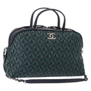 CHANEL Hand Bag Leather 2way Green CC Auth BA8704-1