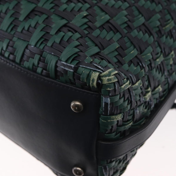 CHANEL Hand Bag Leather 2way Green CC Auth BA8704
