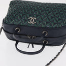 CHANEL Hand Bag Leather 2way Green CC Auth BA8704-6