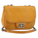 CHANEL Matelasse Chain Shoulder Bag Leather Orange CC Auth BA8705-1