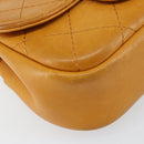 CHANEL Matelasse Chain Shoulder Bag Leather Orange CC Auth BA8705-15