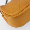 CHANEL Matelasse Chain Shoulder Bag Leather Orange CC Auth BA8705-17