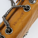 CHANEL Matelasse Chain Shoulder Bag Leather Orange CC Auth BA8705-9