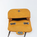 CHANEL Matelasse Chain Shoulder Bag Leather Orange CC Auth BA8705-19