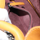 CHANEL Matelasse Chain Shoulder Bag Leather Orange CC Auth BA8705-24