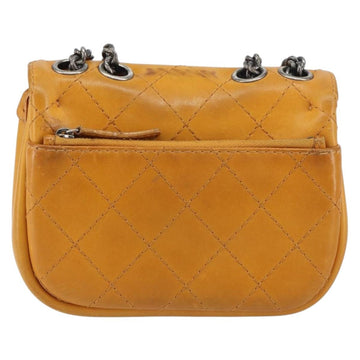 CHANEL Matelasse Chain Shoulder Bag Leather Orange CC Auth BA8705 - 0