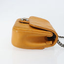 CHANEL Matelasse Chain Shoulder Bag Leather Orange CC Auth BA8705-3