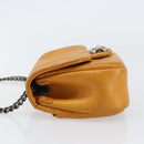CHANEL Matelasse Chain Shoulder Bag Leather Orange CC Auth BA8705-4