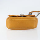 CHANEL Matelasse Chain Shoulder Bag Leather Orange CC Auth BA8705-5