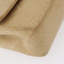 CHANEL Matelasse 25 Chain Shoulder Bag Lamb Skin Beige Gold CC Auth BA8707-9