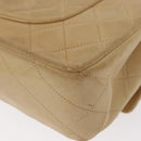 CHANEL Matelasse 25 Chain Shoulder Bag Lamb Skin Beige Gold CC Auth BA8707-16