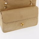 CHANEL Matelasse 25 Chain Shoulder Bag Lamb Skin Beige Gold CC Auth BA8707-19