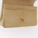 CHANEL Matelasse 25 Chain Shoulder Bag Lamb Skin Beige Gold CC Auth BA8707-22