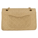 CHANEL Matelasse 25 Chain Shoulder Bag Lamb Skin Beige Gold CC Auth BA8707-2
