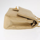 CHANEL Matelasse 25 Chain Shoulder Bag Lamb Skin Beige Gold CC Auth BA8707-3